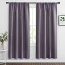 RYB HOME Blackout Curtains for Bedroom Living Room 72 inches Long, Thermal Insulated Privacy Rod Pocket Drapes for Nursery Office Home Theater, Width 42 by Length 72, Greyish Purple, 2 Panels