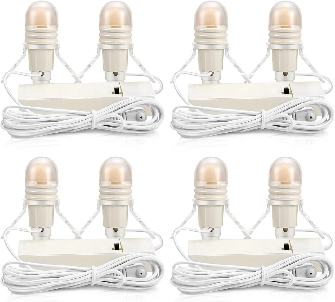 Roowest 4 Pack Accessory Cord with 2 LED Light Bulbs 6 Ft Warm Light Accessories for Halloween Christmas Village House Decorations Indoor DIY Crafts Salt Lamp Pumpkin Lights Decors
