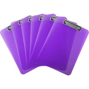 Trade Quest Plastic Clipboard Transparent Color Letter Size Low Profile Clip (Pack of 6) (Purple)