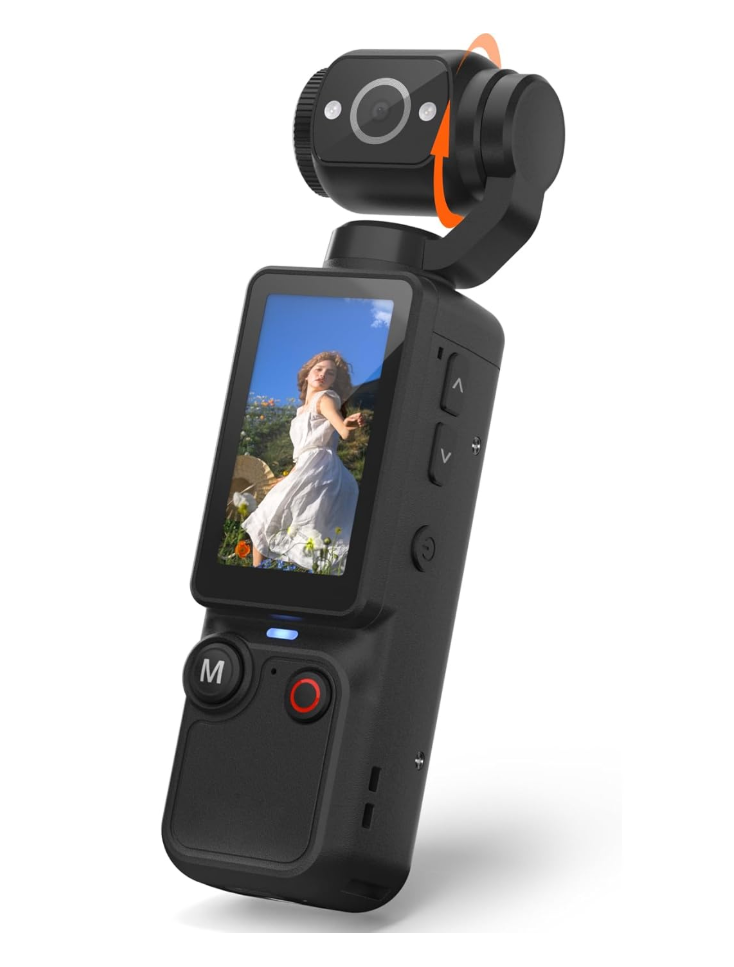 W & O Vlogging Camera with 180° Rotating Lens, Pocket Body Camera with Audio & Video Recording,7Hour Battery, Handheld POV Cameras with 32GB Card, Easy OneButton Recording for Travel,Daily Life