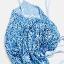 Kaei&Shi Velvet Sequin Dress,Sparkly Halter Mini Dresses for Women,Homecoming Cocktail Party Sexy Outfit Baby Blue Large