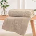 NEXHOME PRO Knit Throw Blanket,Classical Checkered Blanket for Couch,Cozy Warm Knitted Throw Blanket for Bed Sofa Living Room, Decorative Stretched Throw, Lightweigh,50"X 60"Oatmeal