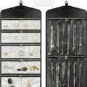 CHICECO Travel Jewelry Holder Organizer,Hanging Jewelry Organizer Storage With Zippered Pockets for Cloest,Wall,Door,Jewelry Holder for Earrings, NecklacesBeige Black