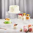 Leinuosen 7 Pcs Large Buffet Risers Set 6" to 12" Acrylic Display Box Catering Dessert Table Riser Food Display Decorative Stand with Hollow Bottom for Catering Supplies(Clear, Square)