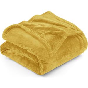 Utopia Bedding Fleece Blanket Queen Size Gold 300GSM Luxury Fuzzy Soft Anti-Static Microfiber Bed Blanket (90x90 Inch)