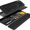 Computer Keyboard Stand with Storage Box, Keyboard Riser Wrist Rest for Desktop, Office Desk Organizer Accessories(Clear Black)