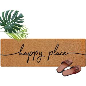 Long Doormat 48''x16'' Front Door Mat for Entrance Inside Outdoor Large Decorative Door Rug Welcome Mat for Outside Home Entry(Happy Place,Yellow)