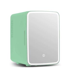 CUTIEWORLD Skincare Fridge with Dimmable LED Light Mirror, 4L Mini Fridge For Desktop, Travel or Cool & Heat, Makeup Fridge for Cosmetics, Skin Care and Food, Green