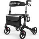 Ageless Joy Rollator Walker Foldable Rollator Walker with Seat for Seniors, Aluminum Frame