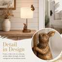 Whimsical 3-Way Dimmable Rabbit Table Lamp 14.5" Antique Bronze Bunny Bedside Light with 7W E26 LED Bulb, Unique Woodland Animal Nightlight for Kids Bedroom Living Room Nursery Decor