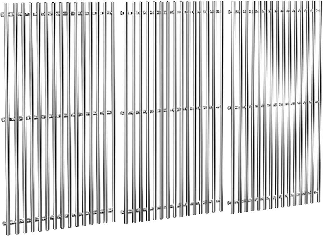 QuliMetal SUS304 Grill Grates for Weber Genesis 2 E-410/E-415/E-435, Grill Parts for Weber Genesis II/LX E-440 Series Gas Grills, 18.7" Stainless Steel Replacements for Weber GS4 66089 66097