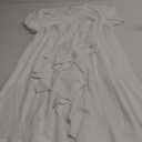 SCOMCHIC Women Plus Size Maxi Dress Short Sleeve Wrap V Neck High Low Split Ruffle Long Dress (XX-Large Plus, White)