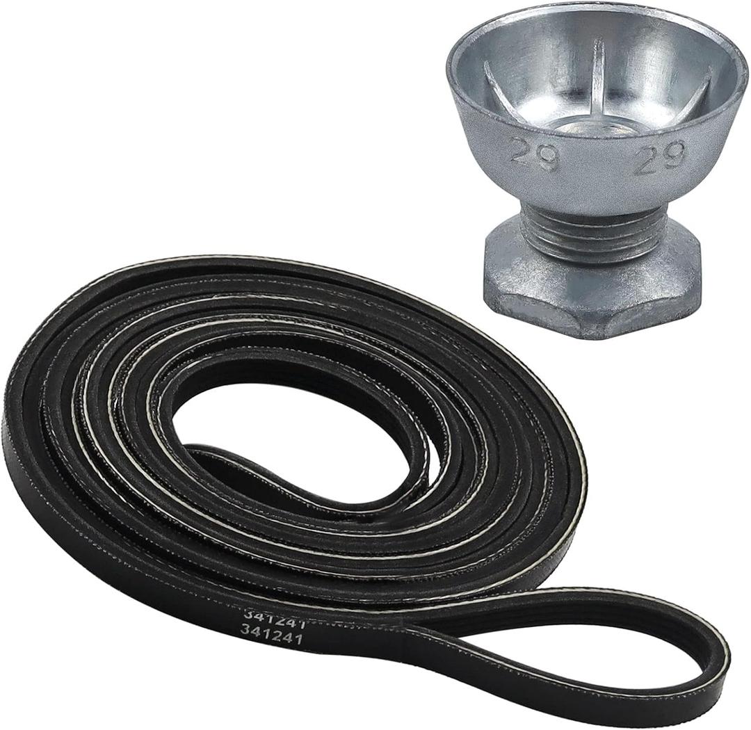 8066184 Dryer Motor Pulley & 341241 Dryer Drum Belt by AMI PARTS Compatible with Whirlpool Maytag Kenmore Dryer -Replaces AP6011686