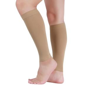Lin Performance Medical Calf Compression Sleeve for Women and Men Lightweight Footless Socks for Nurses, Pregnant, Travel and Flight, Varicose Veins, Post Surgery Recovery, Edema, Size Medium, Beige/20-30mmhg 