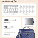 Breast Pump Bag Kit for Spectra S1/S2, Pumping Bag with Bottle Brush Set, 10Pcs Flange Inserts for 24mm Flange, Nipple Ruler, Waterproof Mat, Pump Carrying Case for Work Travel, Navy Blue
