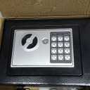 Small Electronic Safe Box With Digital Keypad & Keys  9.05 x 6.7 x 6.7 Inches Wall Safe 0.23Cuft Mini Security Box for Coin Home Office Hotel Rooms Business Jewelry Gun (Black)