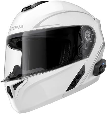 Sena Outrush R Bluetooth Modular Motorcycle Helmet with Intercom System (Gloss White, L)