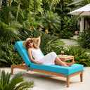 Outdoor Chaise Lounge Cushion, 75 x 23 x 6 Inches, Turquoise