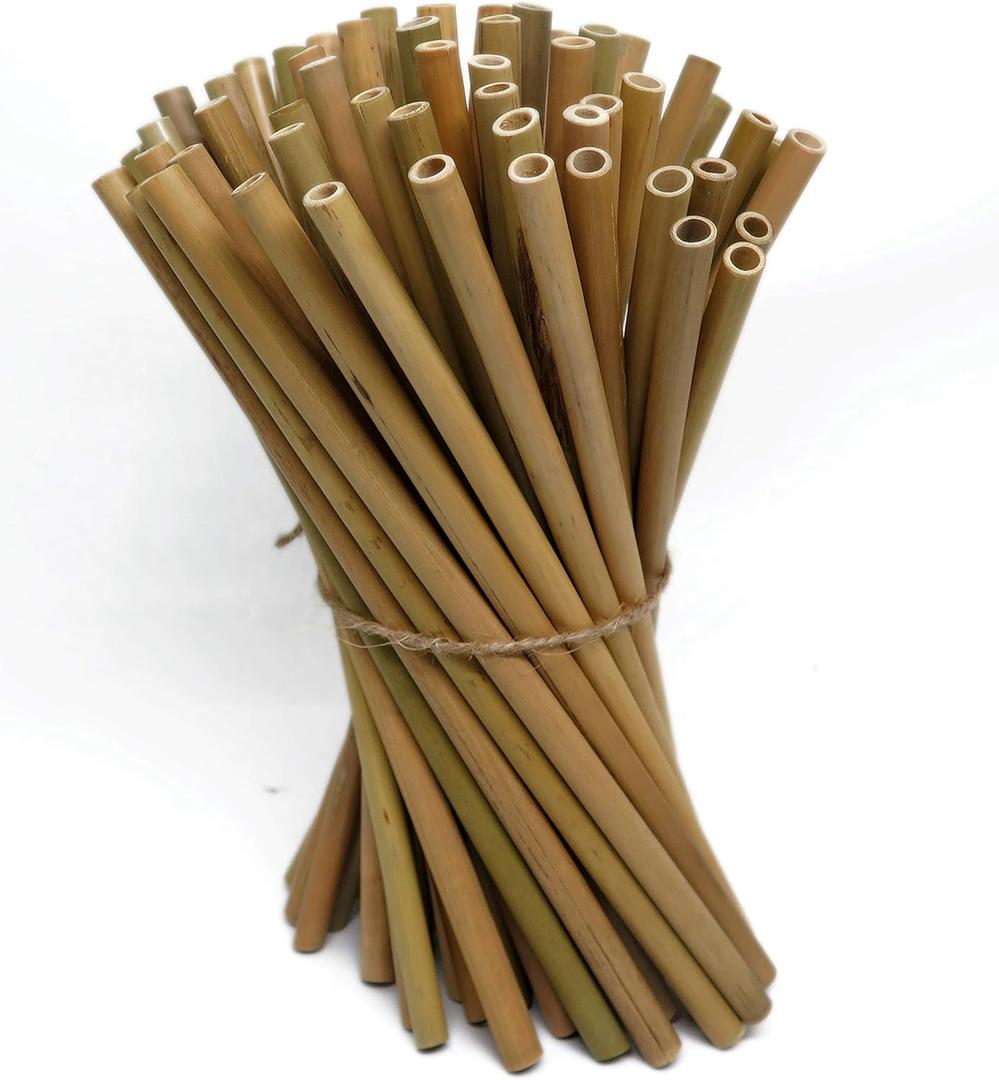 IA Crafts Bamboo Sticks, Bamboo Straws, Bamboo Stakes Craft Supplies, for Crafts and DIY, Natural Bamboo Color, 7.87” Long and 0.28"-0.32" in Diameter
