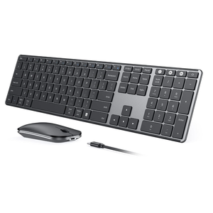 seenda Wireless Bluetooth Keyboard and Mouse Combo, SKM643 Rechargeable Slim Quiet Keyboard Mouse, 3 MultiDevice Connection, Compatible for Windows, Mac, MacBook, iPad, Tablet, Black Gray