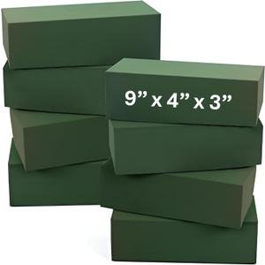 Noe & Malu Floral Foam Blocks 8 Pack Large Green Flower Foam Bricks (9 x 4 x 3) for Fresh & Artificial Flowers, Wet or Dry Floral Arrangement Supplies for Florists & DIY Crafts