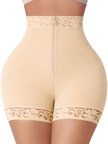 FeelinGirl Body Shaper for Women Butt Lifting Shapewear Tummy Control Panties with Hook Zipper Closure, Large