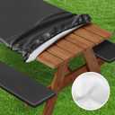 Picnic Table Cover with Bench Covers Elastic Edges, Vinyl with Flannel Back, Fitted 6 Foot Rectangle Tables 30"x 72", Waterproof Windproof Wipeable Resistance to Fading (Pure Black)