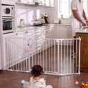 Babelio Baby Gate Extra Wide, Auto Close Dog Gate Pet Gate for House Stairs Doorways Fireplace (White, 72" Wide Gate - 3 Panels)