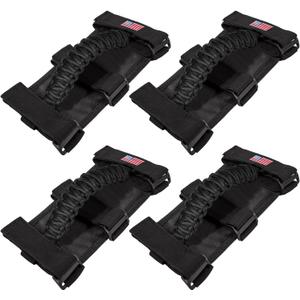 4 x Roll Bar Grab Handles Grip Handle for Jeep Wrangler JK JKU JL JLU TJ YJ Sport Sahara Freedom Rubicon Unlimited Gladiator JT 1955-2023 UTV ATV Premium Paracord Interior Accessories US Flag (Black)