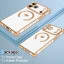 OOK Magnetic Case for iPhone 17 Pro Max 6.9 Inch [Wireless Charging Compatible] Soft TPU Heart Design Phone Cover with Screen Protector Shockproof Protection Slim Case for Women - White (White (NO Strap))