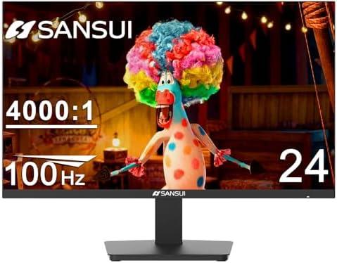 SANSUI Monitor 24 inch 100Hz Computer Monitor丨FHD 1080P PC Monitor丨HDMI丨FreeSync丨HDR丨Earphone Jack丨 Ergonomic Tilt for Home and Office