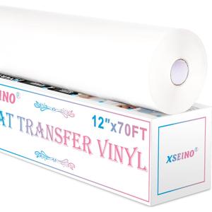XSEINO Heat Transfer Vinyl Roll, 12" x 70FT White HTV Vinyl Roll with Teflon for Shirts,Iron on Vinyl Roll for Cricut & Cameo, Easy to Cut&Weed for Heat Transfer Vinyl Design(White) XSEINO Heat Transfer Vinyl Roll, 12" x 70FT White HTV Vinyl Roll with Teflon for Shirts,Iron on Vinyl Roll for Cricut & Cameo, Easy to Cut&Weed for Heat Transfer Vinyl Design(White)