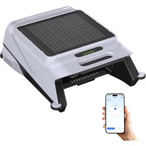 Pura V12 Solar Powered Automatic Pool Surface Skimmer Robot with APP Support,24/7 Continuous Cleaning, Dual Charging Options, Smart Obstacle Avoidance,150-um Filtration, OTA Upgrade (Grey)
