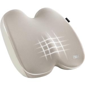 Skechers Seat Cushion, Ergonomic Memory Foam Cushion for Long Sitting Hours on Office & Home Chair, Car Seat Cushion for Sciatica, Coccyx Cushion,Beige