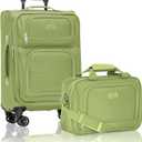 U.S. Traveler Rio Lightweight Softside Rolling Carry-on Suitcase, 4-Wheel Set, Light Green