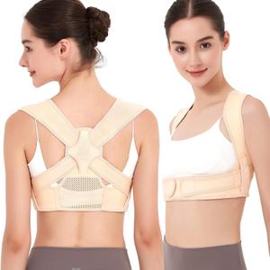 Back Posture Corrector for Women: Adjustable Shoulder Posture Brace Straightener Pain Relief (Small/Medium) (Beige)