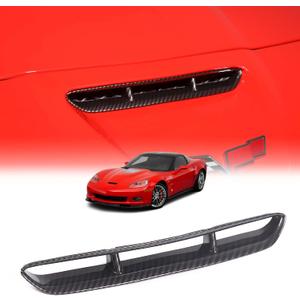 Car Hood Vents Compatible with Chevy Corvette C6 2005-2013, Hood Scoop Body Kit, Engine Hood Air Outlet Vent Moulding Cover Trim Accessories (Carbon Fiber Pattern)