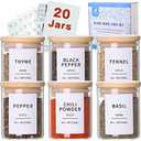 Glass Spice Jars with Bamboo Lids - 12 Pcs Thicken(2.4mm) 4oz Airtight Seasoning Containers with 131 Waterproof Minimalist Spice labels Preprinted - Small herb Jars for Pantry Organization and Storage