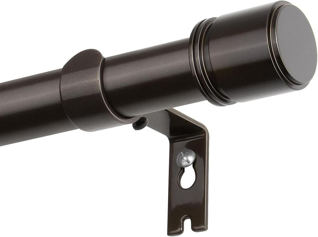 Curtain Rods Bronze 32 to 144 Inches, HOTOZON 1 Inch Heavy Duty Curtain Rods for Windows 111 to 140 Inches(9.2-11.6 ft), Telescoping Adjustable Drapery Rod with Simple End Cap Finials