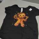 6 7 Six Seven Gingerbread Leopard Coquette Christmas Girls T-Shirt, Large 