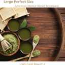 20 Inches Extra Large Round Black Walnut Wood Ottoman Tray with Handles, Serve Tea, Coffee or Breakfast in Bed, Classic Circular Wooden Decorative Serving Tray