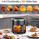 Vexon 4.5QT Air Fryer, 1200W Compact Hot Air Cooker with Visible Window, Nonstick Basket, Digital Touch Screen, Oil-Less Electric Air Fryer Oven for Healthy Cooking (Black), Large
