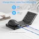 Foldable Keyboard and Mouse 2.4G Wireless + Dual Bluetooth, Portable Keyboard Mouse for Business Travel, OMOTON Rechargeable Ergonomic Design for iPad Android Tablet MacOS Windows Laptop, Space Grey