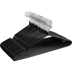 Non-Slip Hanger Metal Hangers Wire Shirt Hangers Chrome and Black Friction, 40 Pack Space Saving Clothes Hanger with Rubber Coating 16.5 Inches