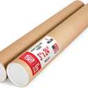 3" x 24" Heavy Duty Made in USA Kraft Paper Mailing Tube, 2 Tubes, 4 Caps