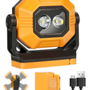 Easymaxx LED Rechargeable Work Light, 2Pack 1500LM Portable COB Magnetic Lights with 3 Modes & 360°Rotatable, IPX4 Waterproof Worklight for Car Repairing, Job Site Lighting, Emergency (2 PCS)