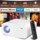 Projector, Mini Projector with WiFi and Bluetooth, Built-in Apps, Auto Focus & Keystone,Native 1080P Support, Portable Outdoor Smart Projector,White