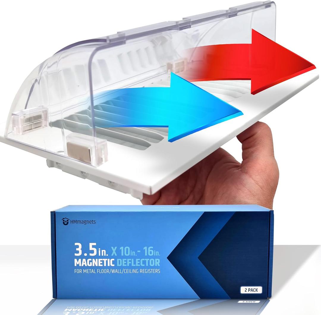 Powerful Magnetic Vent Air & Heat Deflector (2 Pack) for Ceiling, Floor and Wall - Will Never Fall Off - Adjustable from 9.2 to 16 - Super Strong Neodymium Magnets (Upgraded Design) | Patent Pending