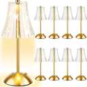 Bornerwhite 8 Pcs Cordless Table Lamp Gold Cordless Battery Operated Touch Table Lamps Rechargeable 3 Color Dimmable LED Portable Flower Lamp for Bedroom Living Room Kitchen Dining Outdoor