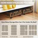 Gashell 2 Pack Bamboo Under Bed Storage with Wheels, 39x20x7.8 Lager Under Bed Storage Containers (Brown)